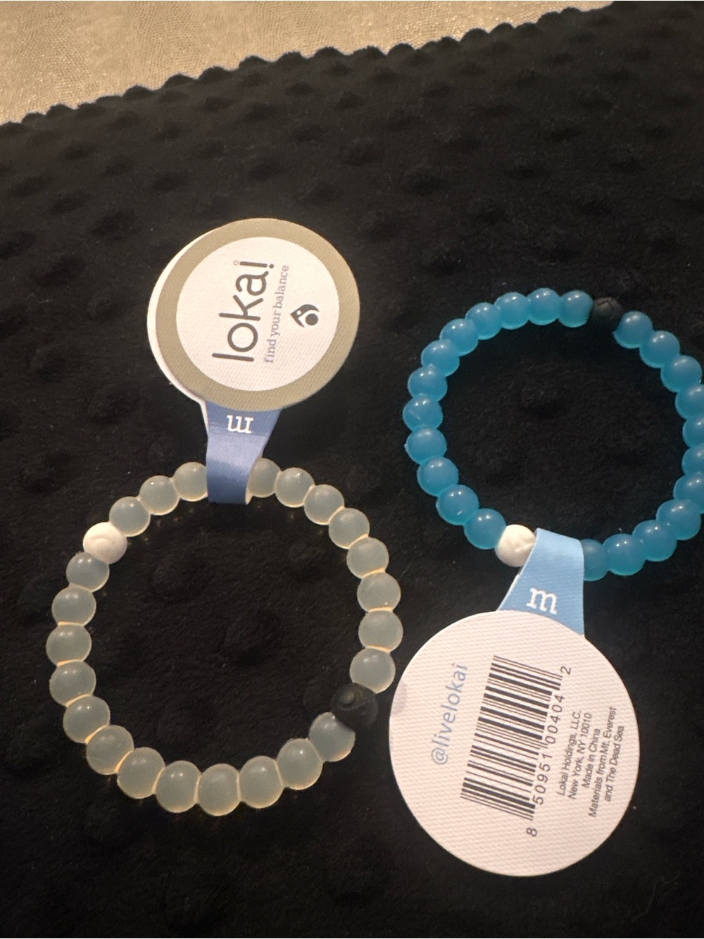 Lokai Beaded Bracelet Duo - Blue and Translucent